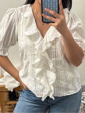 White Ruffle Blouse